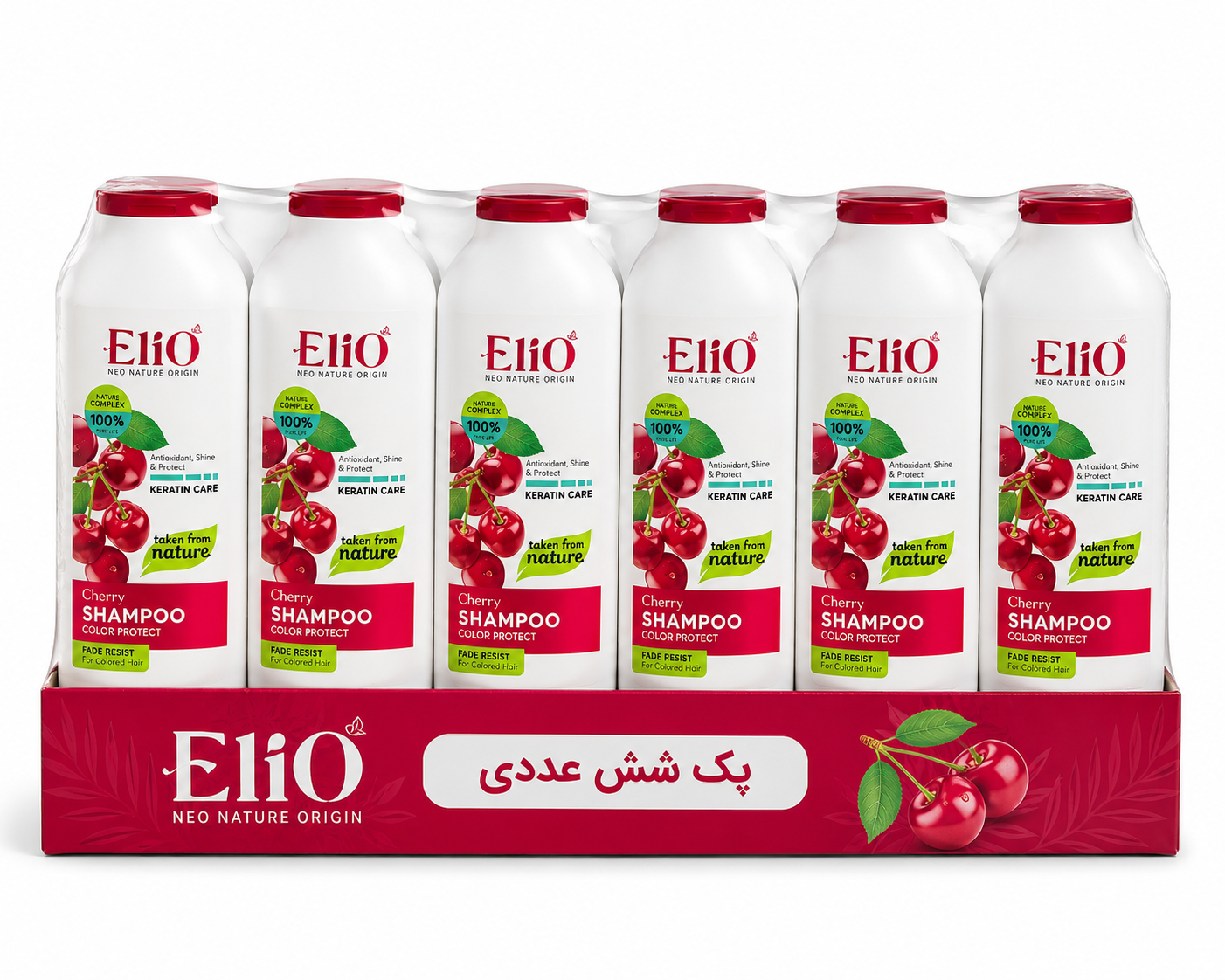 پک شش عددی شامپو حاوی عصاره گیلاس مناسب مو رنگ شده الیو